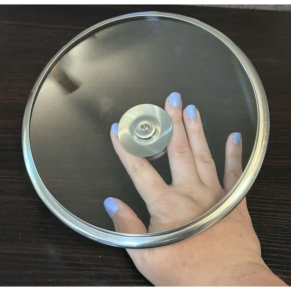 Wolfgang Puck 8” Glass Replacement Lid Only Stainless Rim Knob Tempered Cookware